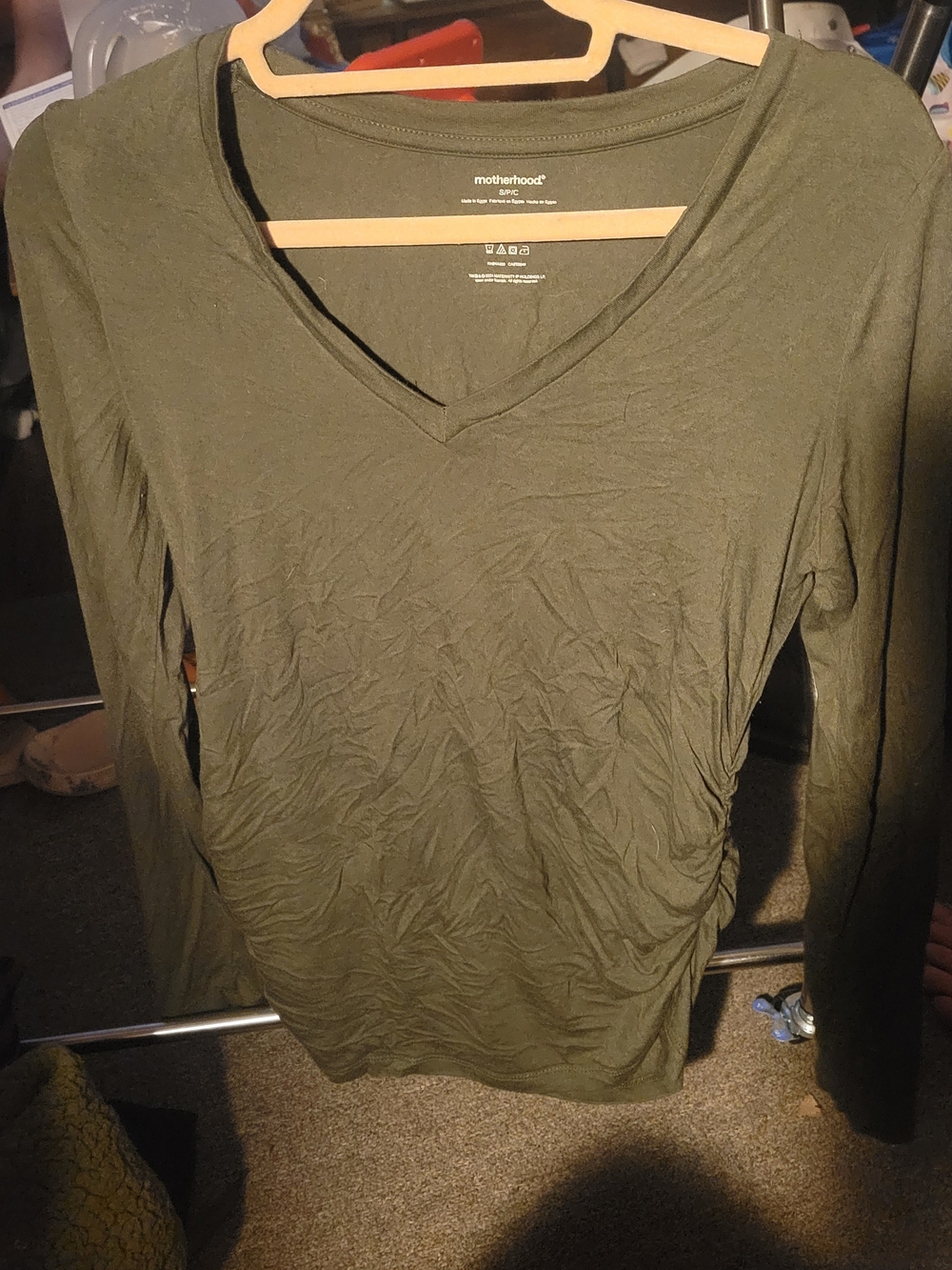 Motherhood Olive V-Neck Long Sleeve Maternity Top